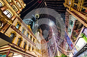 `Boulevard of light` This is Christmas sparkle light forest installation at Pitt St Mall, Sydney Downtown.